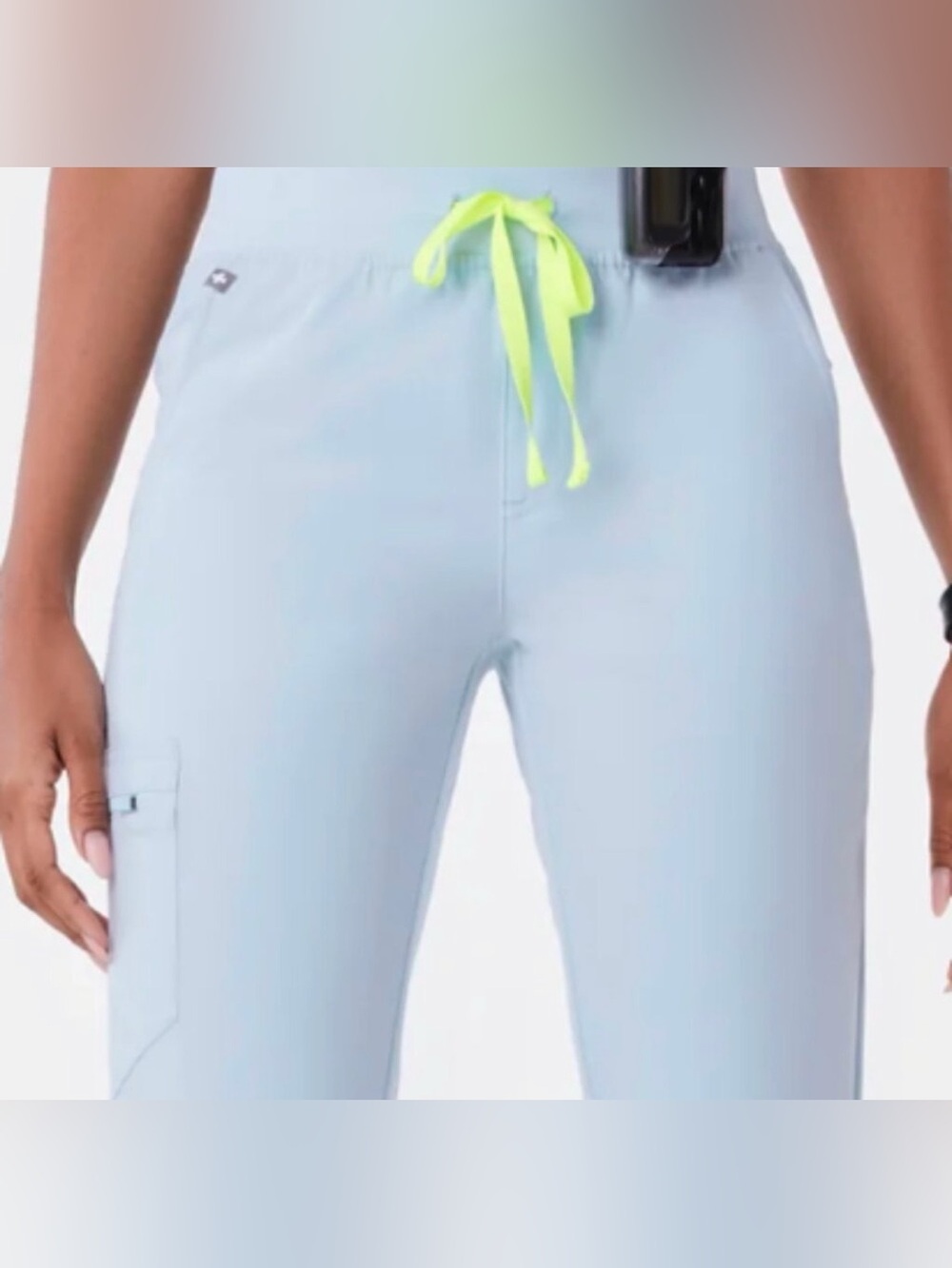 Figs Light Blue Scrub Cargo Pants with Neon Drawstring Size 2XLP NWT